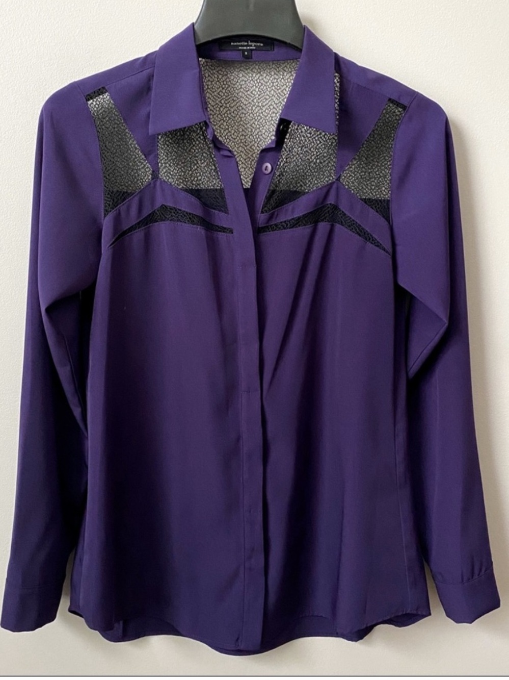 Nanette Lepore Purple Lace Saturn Shirt Top  Size 2
